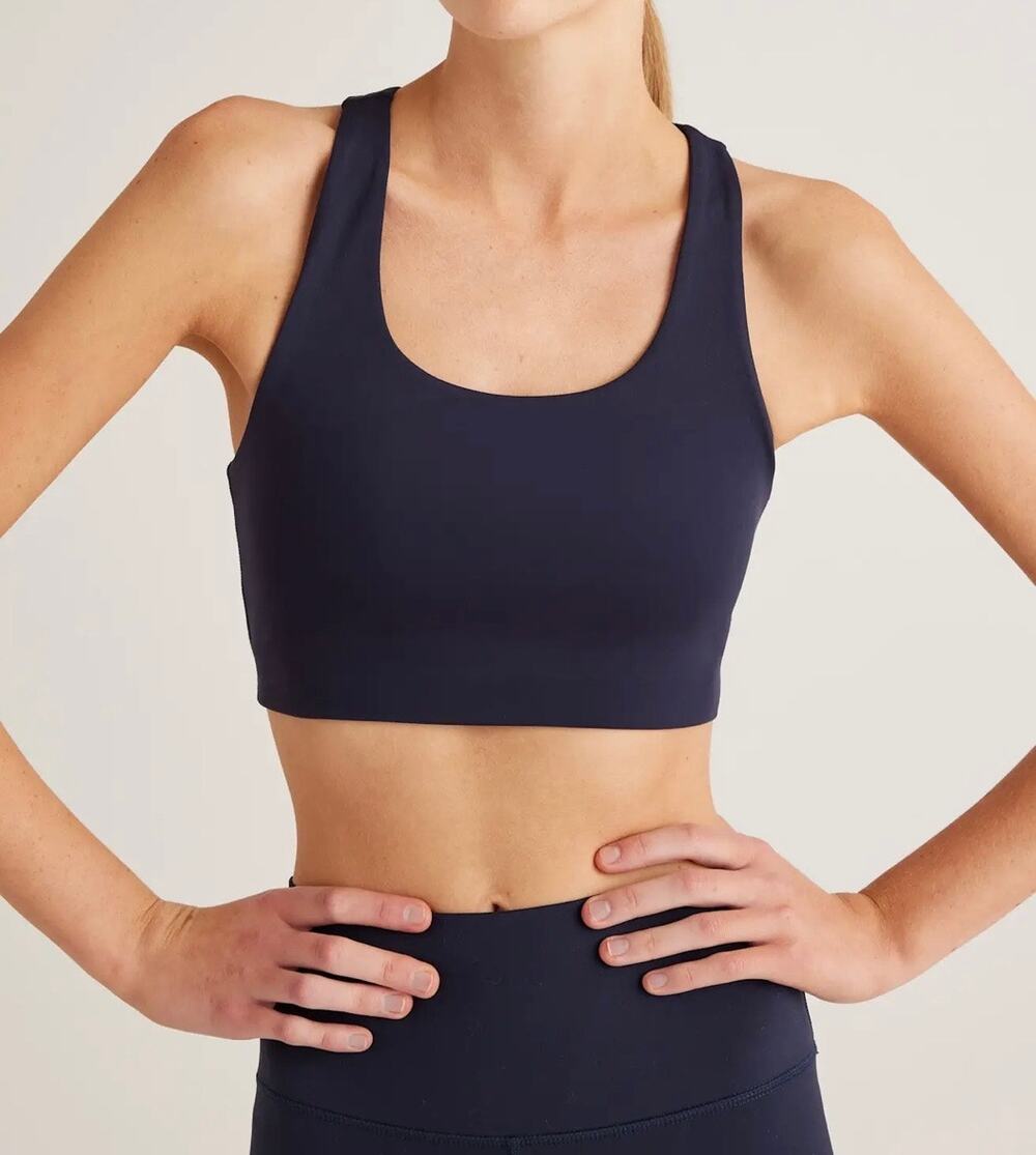 Quince Ultra-Form Scoop Neck Longline Bra Black Sz L